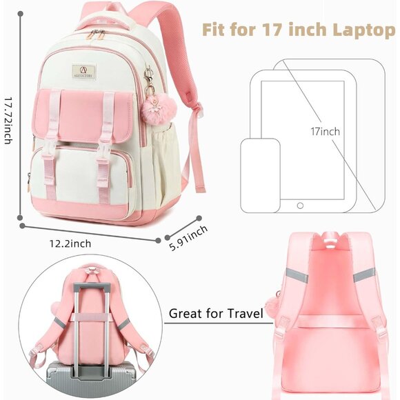 School Backpack for Teens Girls Women 15.6 Inch Laptop College Travel Work - Picture 6 of 6